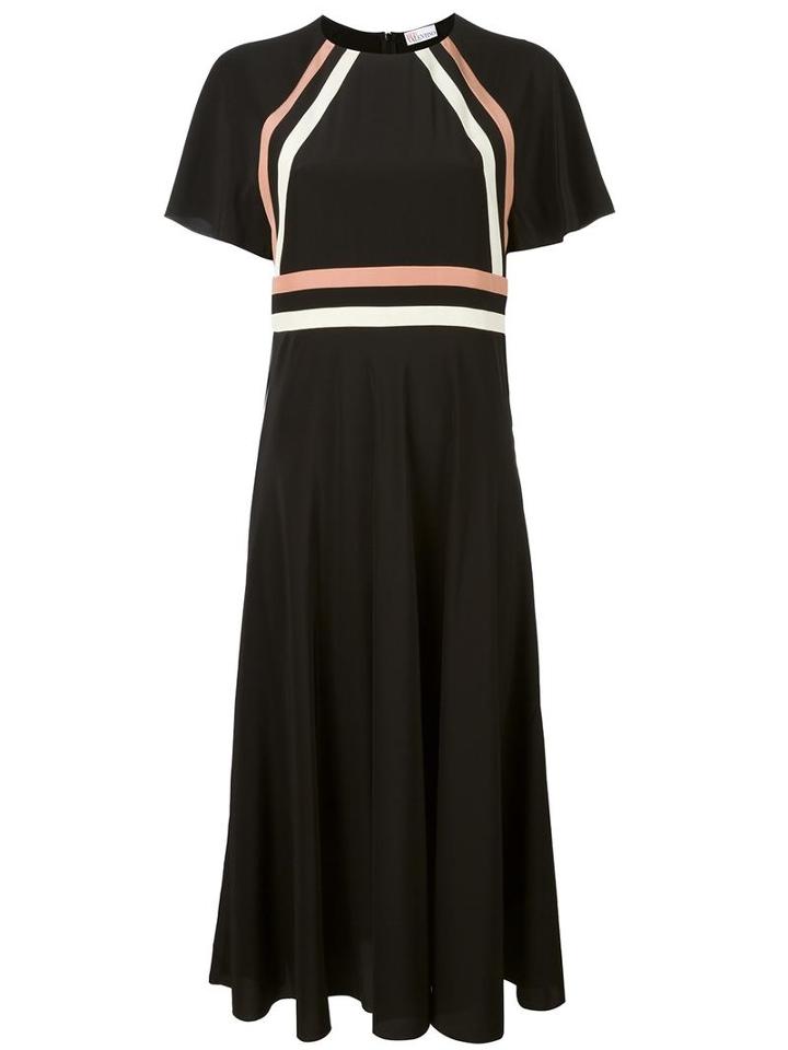 Red Valentino Flared Midi Dress, Women's, Size: 44, Black, Silk/polyester
