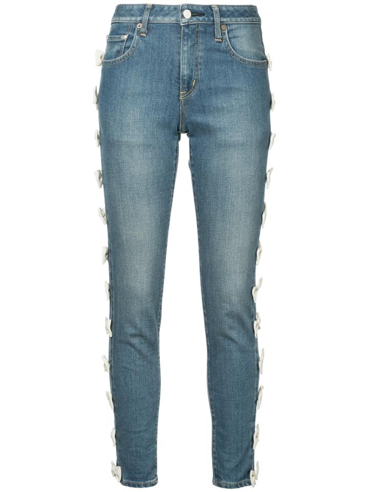 Tu Es Mon Trésor Bow Trim Jeans Short Length - Blue