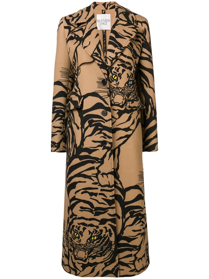 Valentino Tiger-print Coat - Nude & Neutrals