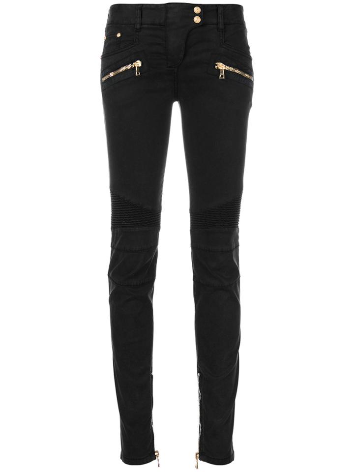 Balmain Low-rise Biker Jeans - Black