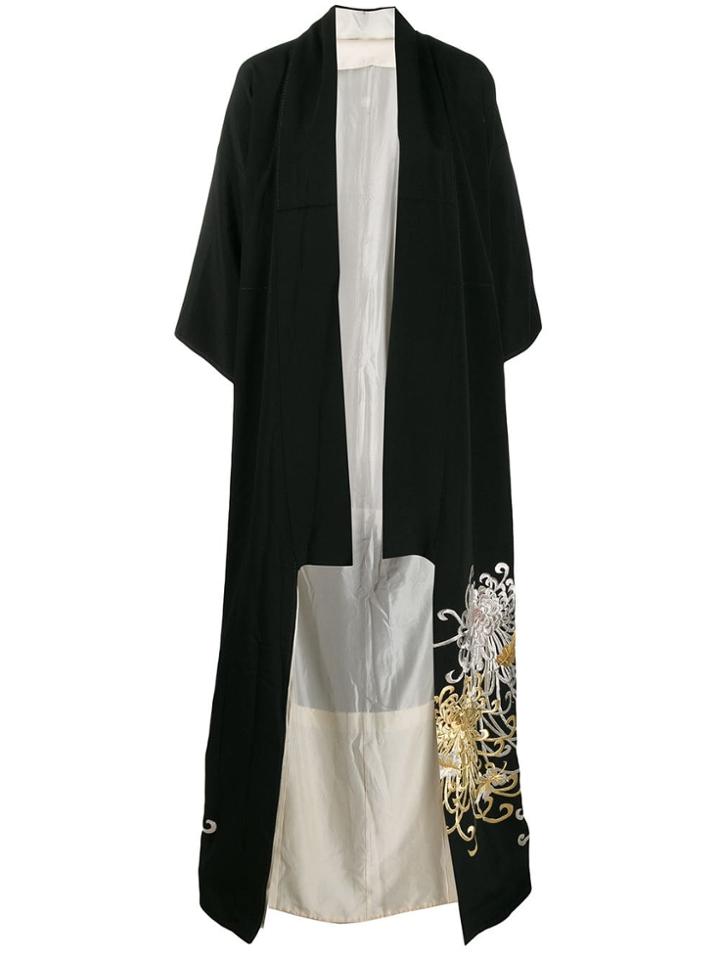 A.n.g.e.l.o. Vintage Cult 1970's Embroidered Kimono Coat - Black