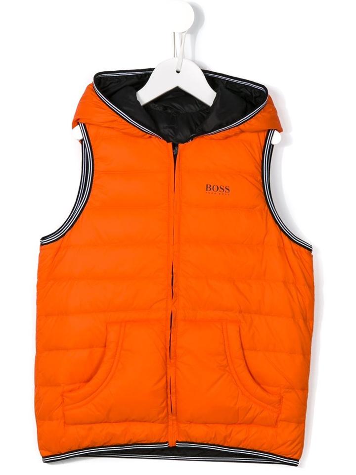 Boss Kids Reversible Down Padded Gilet, Boy's, Size: 10 Yrs, Yellow/orange