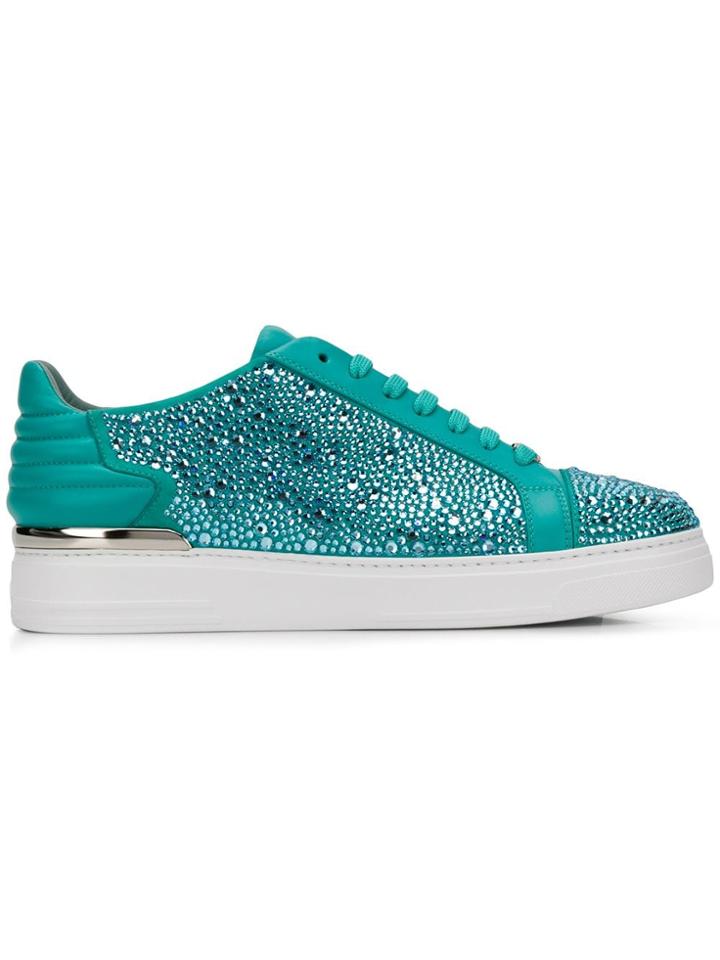 Philipp Plein Embellished Low-top Sneakers - 07 Light Blue