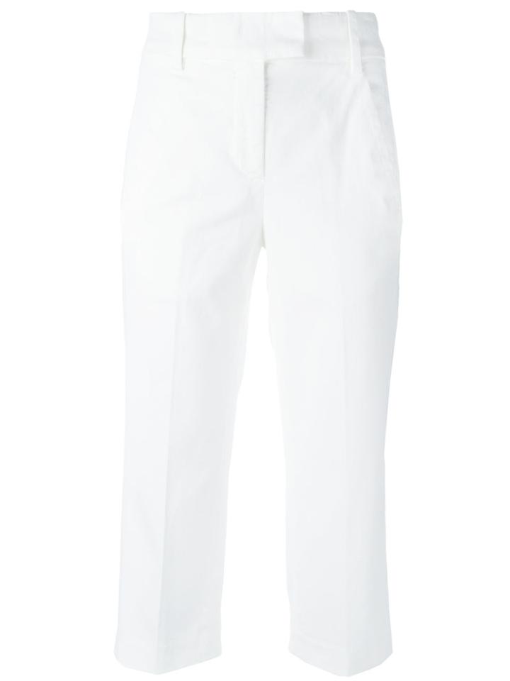 Dondup Capri Trousers, Women's, Size: 40, White, Cotton/spandex/elastane