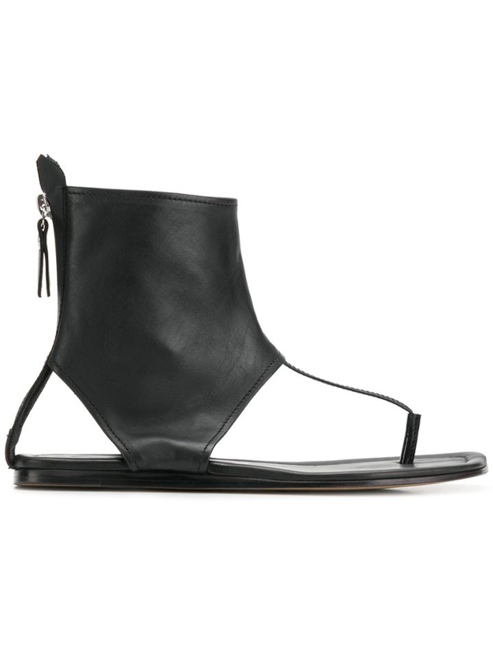 Agl Zip Back Thong Sandals - Black