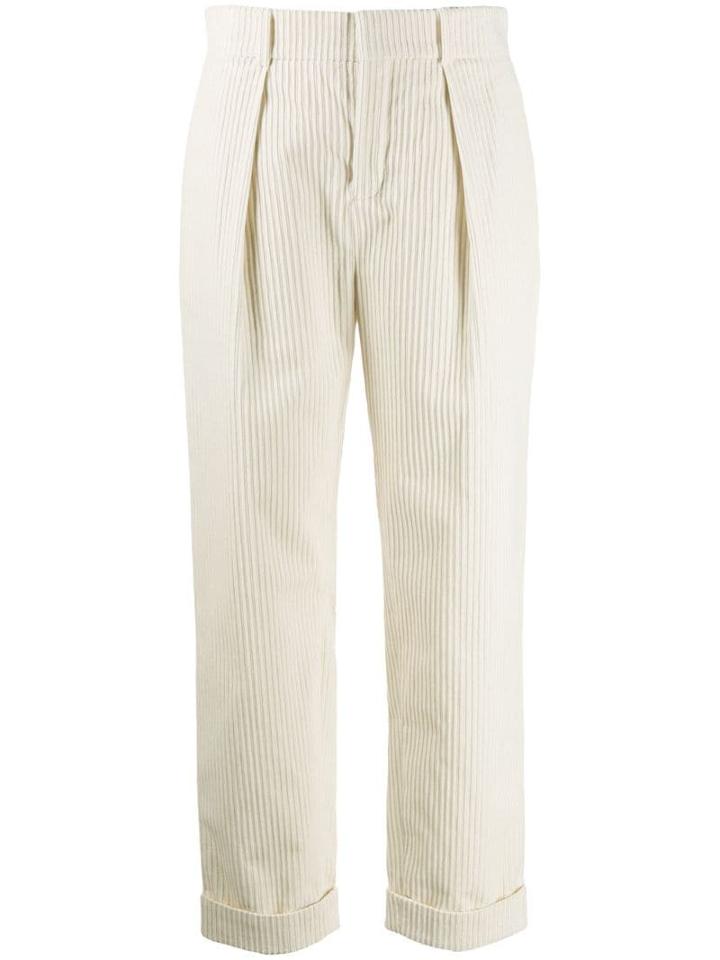 Saint Laurent Tapered Corduroy Trousers - White