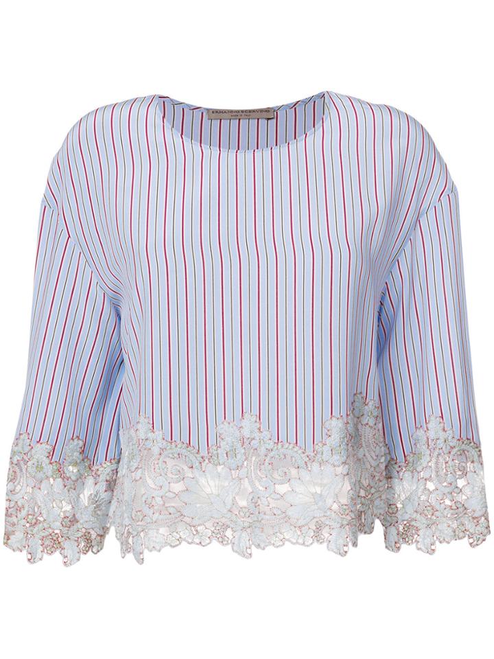 Ermanno Scervino Lace Panel Striped Top - Blue