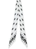 Rockins - Black Eyes On Skinny Scarf - Women - Silk - One Size, White, Silk
