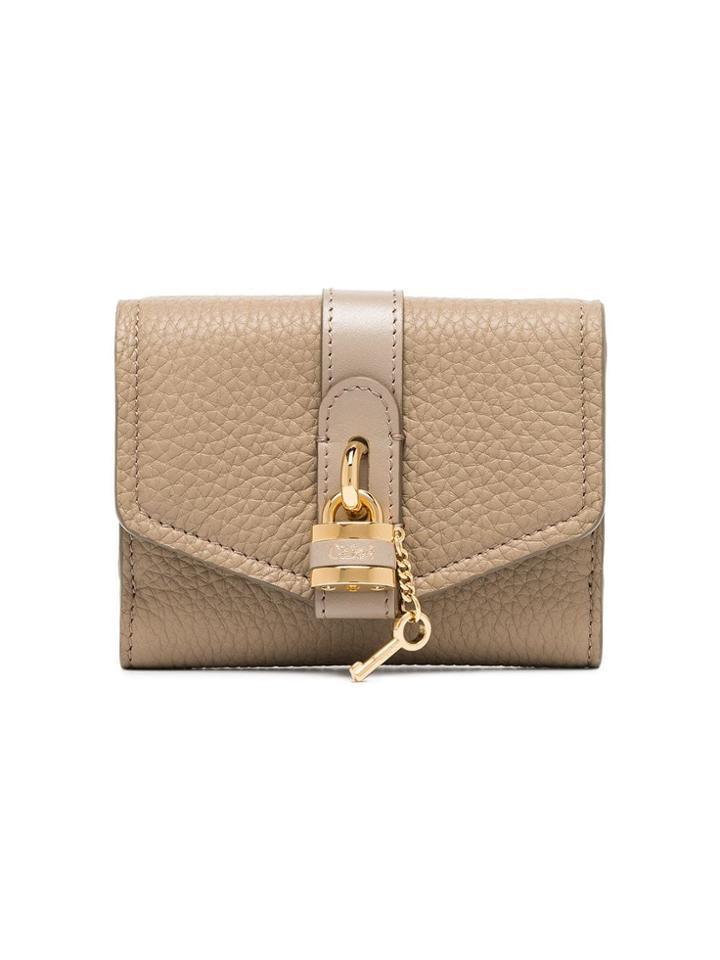 Chloé Padlock Foldover Wallet - Grey