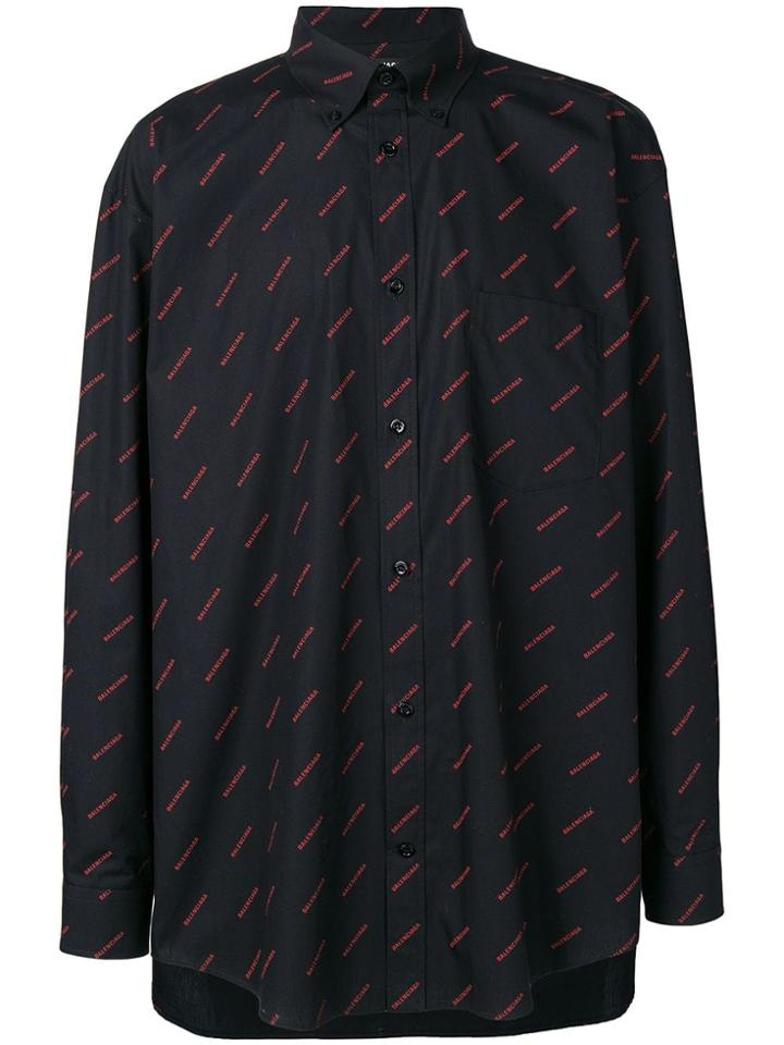 Balenciaga Logo Printed Shirt - Black