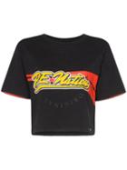P.e Nation Pitcher Logo Print Crop Top - Black