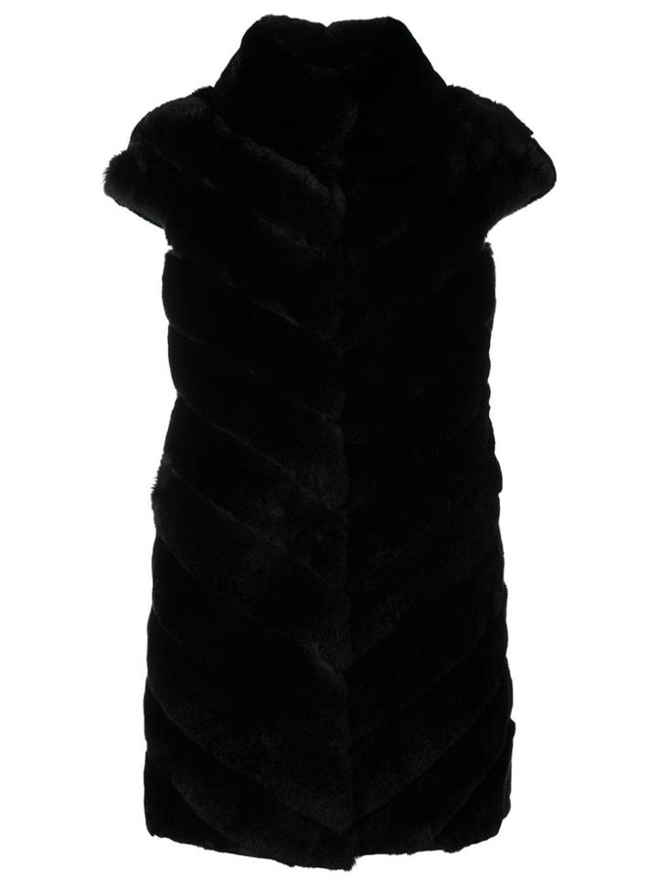 Liska Shortsleeved Fur Vest - Black