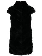 Liska Shortsleeved Fur Vest - Black