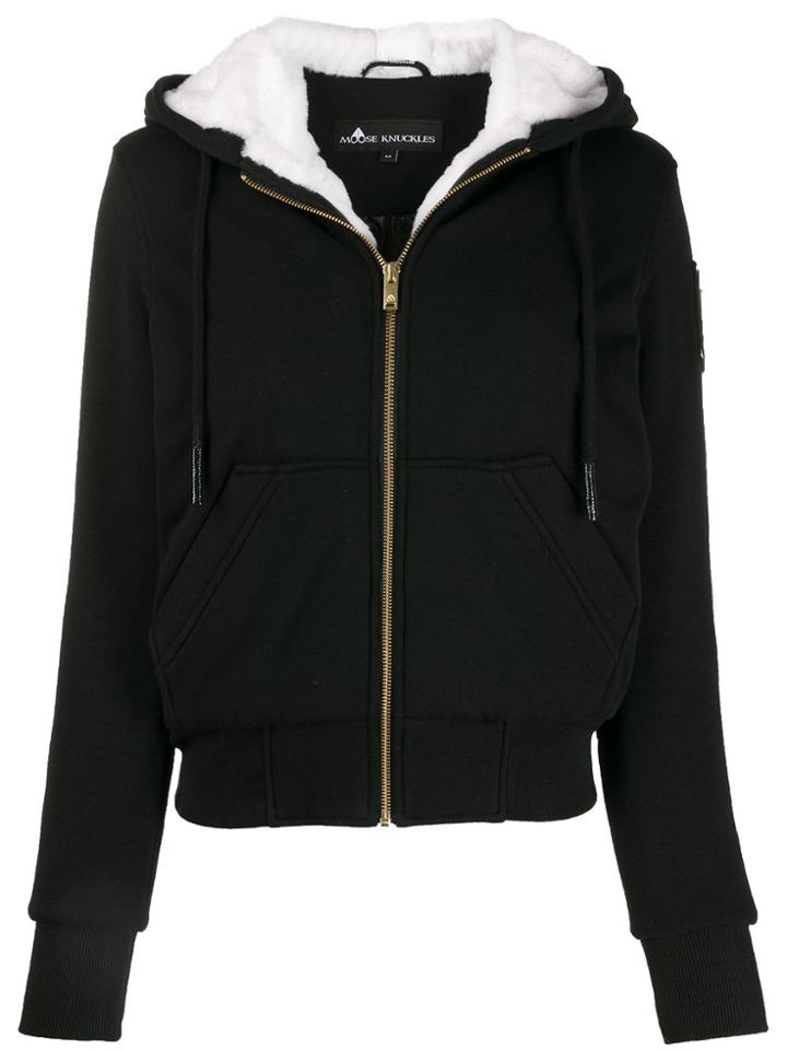 Moose Knuckles Zip Up Hoodie - Black
