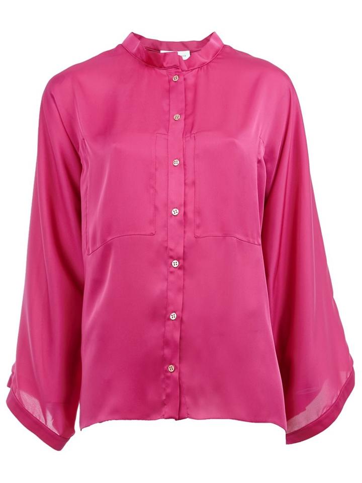 Maison Rabih Kayrouz Band Collar Shirt, Women's, Size: 36, Pink/purple, Polyester
