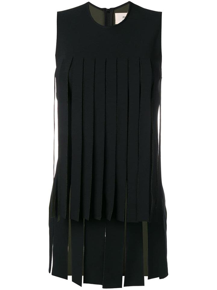 Ports 1961 Sleeveless Fringed Blouse - Black