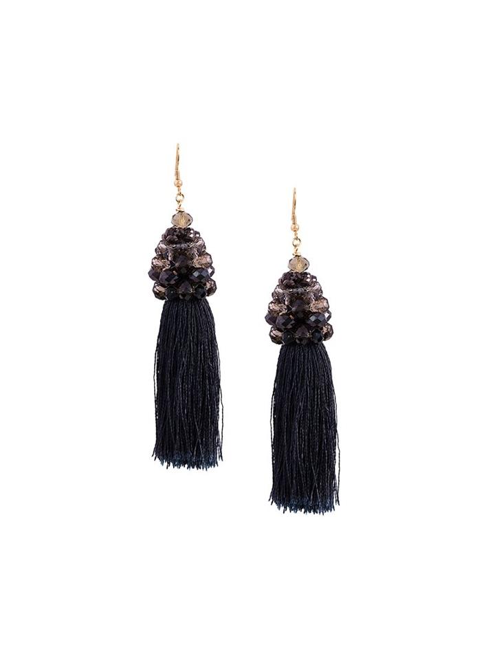 Megan Park Bead Tassel Earrings, Women's, Grey