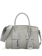 Miu Miu Madras And Leather Handbag - Grey