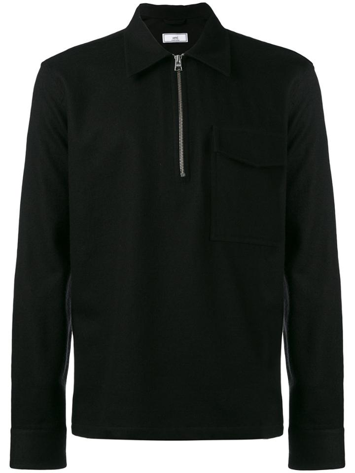 Ami Alexandre Mattiussi Zipped Collar Overshirt - Black