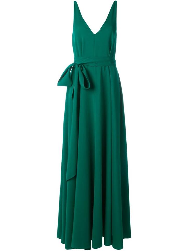 Lanvin Tie Waist Gown, Women's, Size: 42, Green, Spandex/elastane/viscose