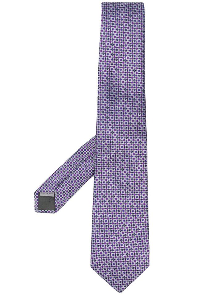 Canali Silk Patterned Tie - Purple