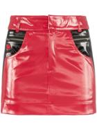 Charm's X Kappa Flame Line Faux Leather Mini Skirt - Red