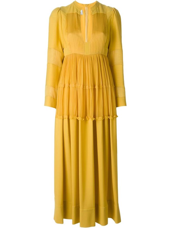 Valentino Pleated Panel Maxi Dress