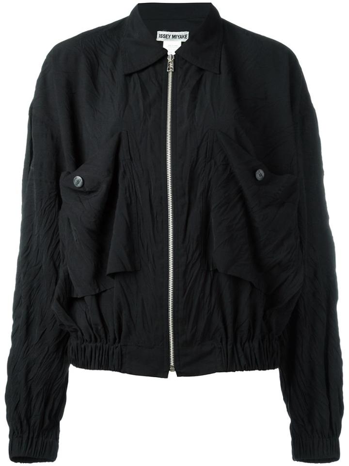 Issey Miyake Vintage 'crushed' Zip Front Jacket - Black