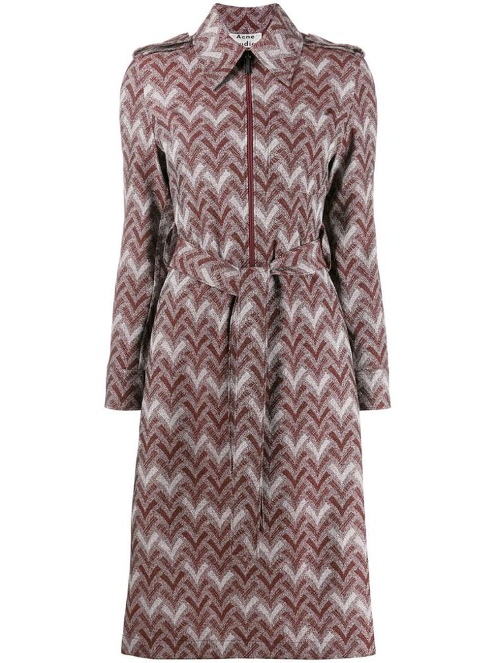 Acne Studios Zigzag Print Shirt Dress - Red