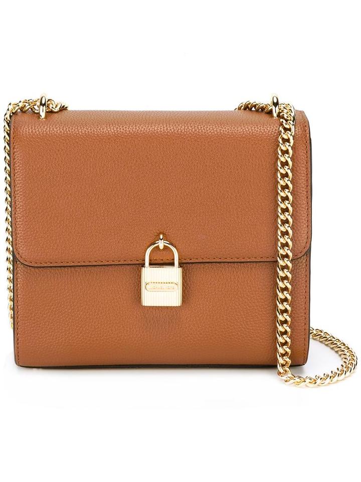 Michael Michael Kors Padlock Shoulder Bag, Women's, Brown, Leather