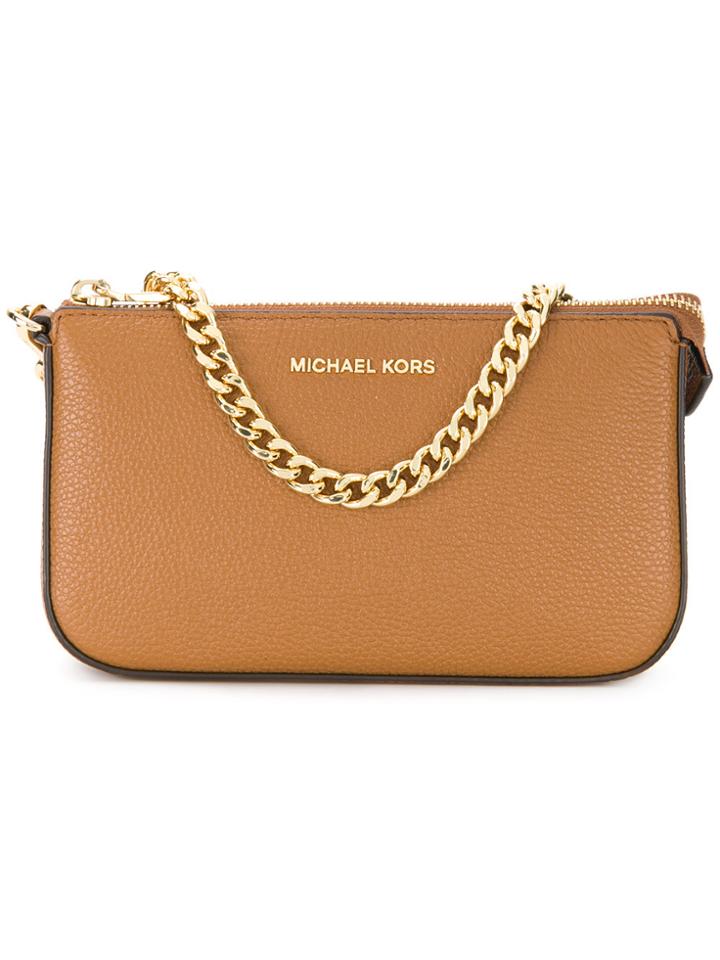 Michael Michael Kors Medium Chain Clutch - Brown