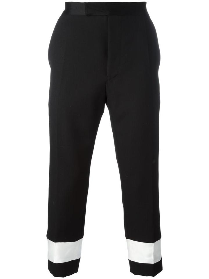 Haider Ackermann Contrast Stripe Cropped Trousers, Men's, Size: 46, Black, Cotton/rayon/virgin Wool/rayon
