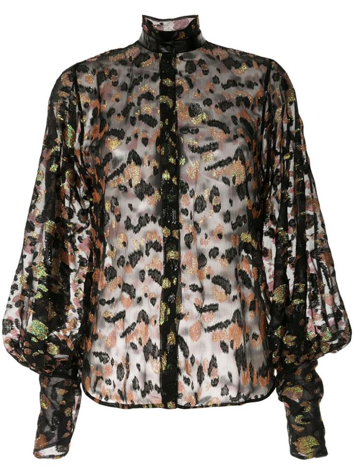 Petar Petrov Bowie Sheer Jacquard Blouse - Black