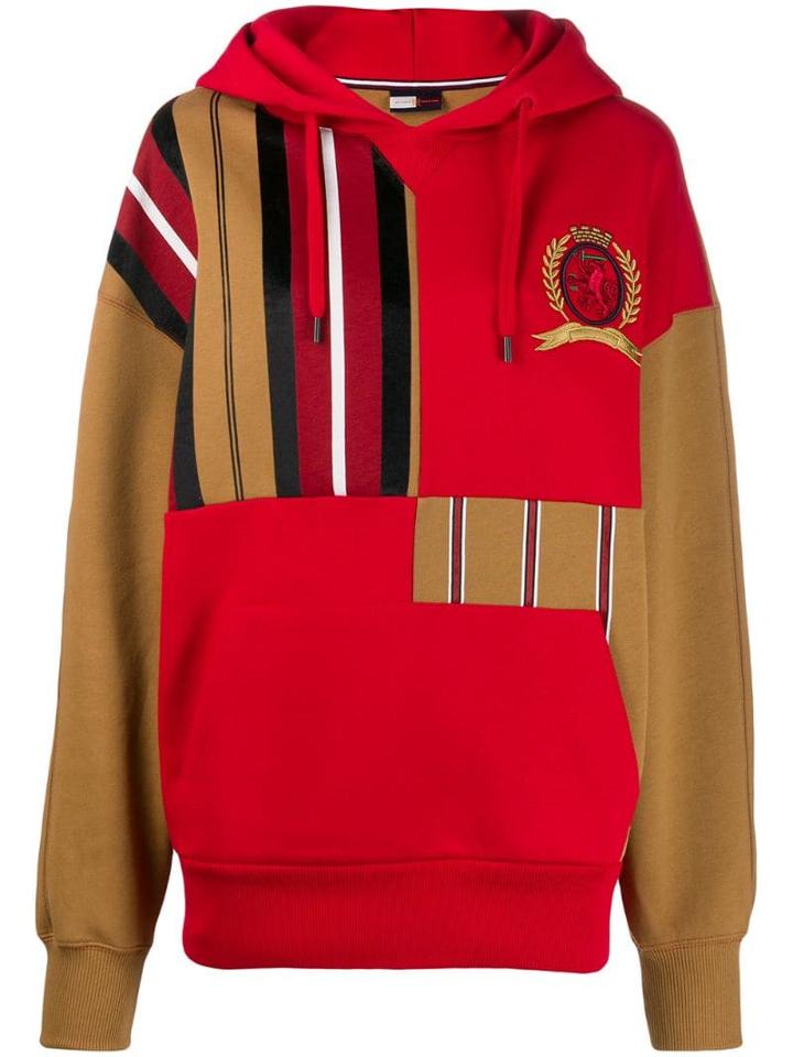 Hilfiger Collection Striped Patchwork Hoody - Red