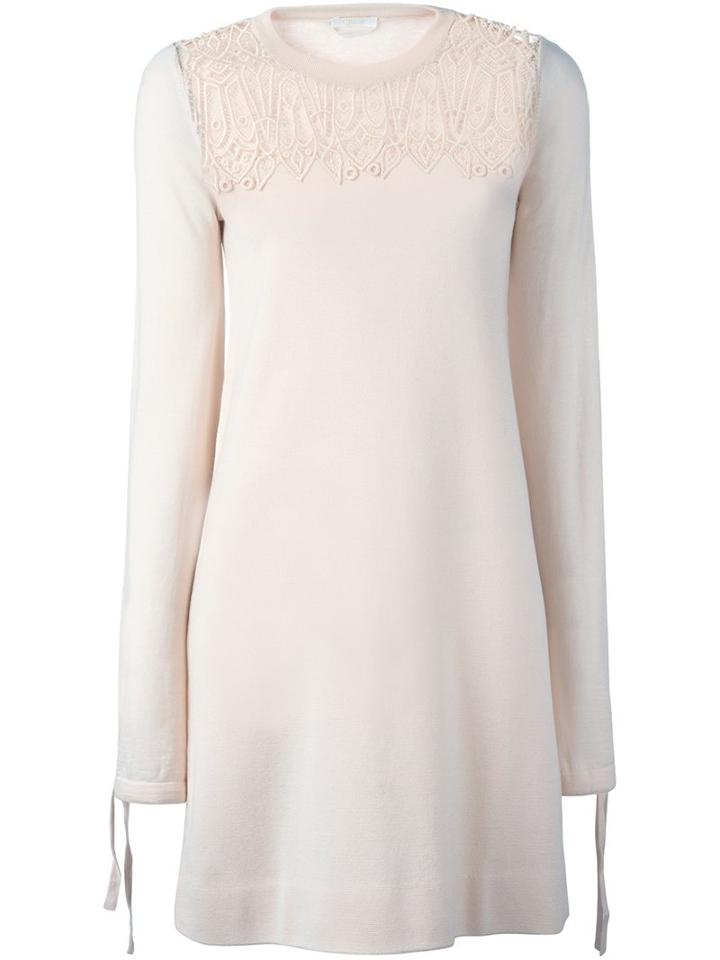 Chloé Embroidered Lace Knit Dress, Women's, Size: Small, Pink/purple, Silk/cotton/polyester/wool
