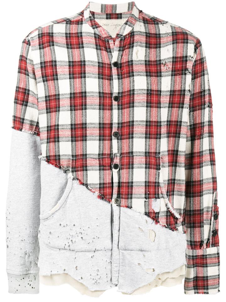 Greg Lauren Flannel Distressed Shirt - Red