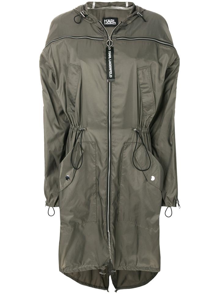 Karl Lagerfeld Flyaway Parka Coat - Green