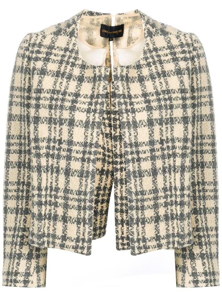 Comme Des Garçons Pre-owned 1997 Cropped Checkered Jacket - Neutrals