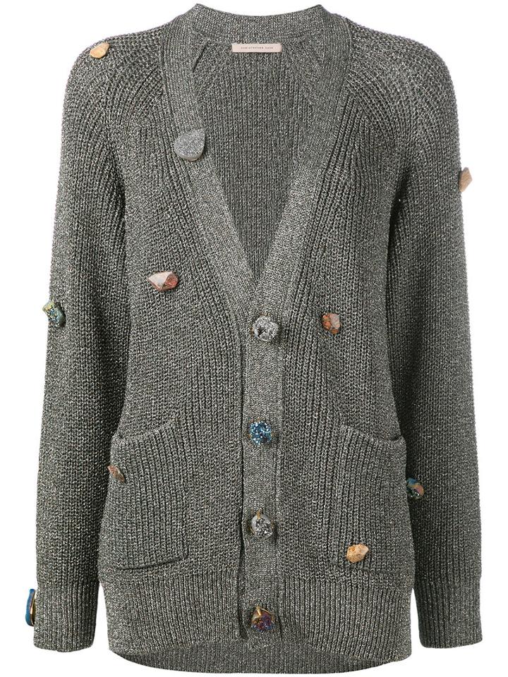 Christopher Kane - Gemstone Buttoned Cardigan - Women - Viscose/metallic (grey) Fibre - S, Viscose/metallic Fibre