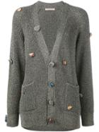 Christopher Kane - Gemstone Buttoned Cardigan - Women - Viscose/metallic (grey) Fibre - S, Viscose/metallic Fibre
