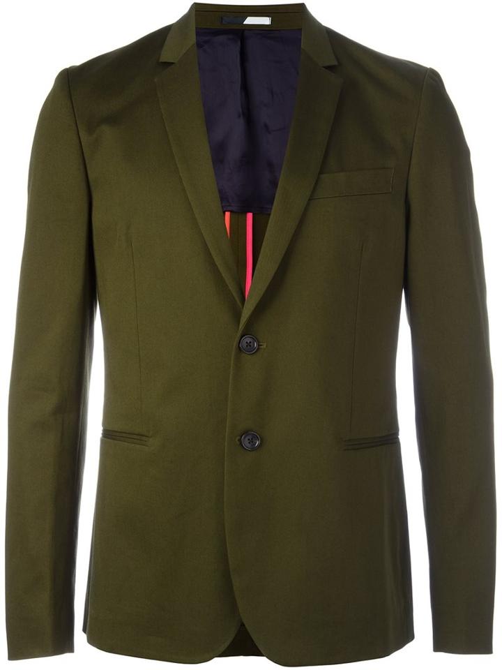 Ps By Paul Smith Classic Blazer, Men's, Size: 38, Green, Cotton/spandex/elastane/viscose