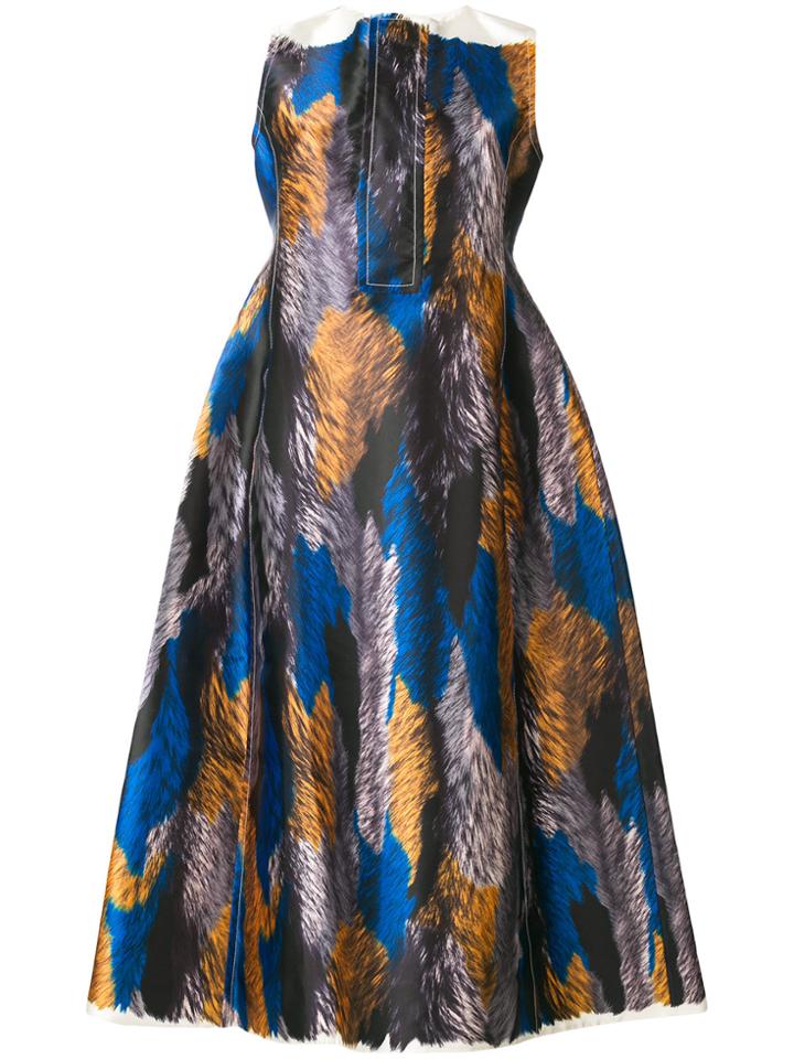 Marni Mikado Printed Satin Dress - Blue