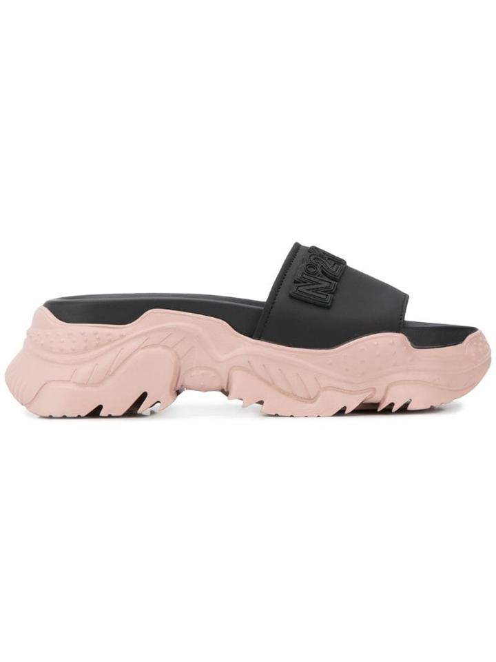 Nº21 Contrast Open-toe Sandals - Black