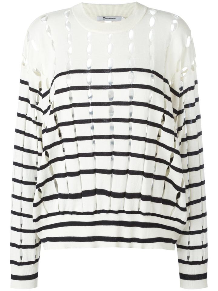 Alexander Wang Cut-out Striped Jumper, Women's, Size: Medium, White, Cotton
