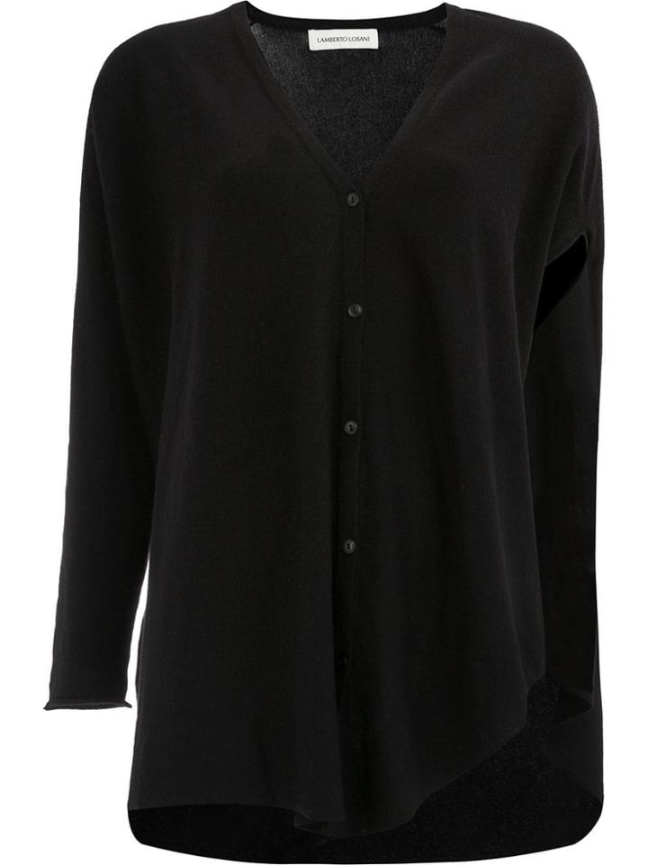 Lamberto Losani Asymmetrical V-neck Top - Black