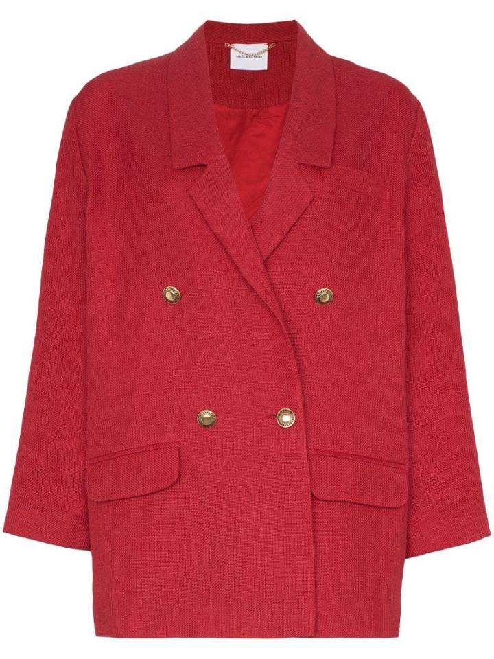Magda Butrym Bayamon Double-breasted Linen Blazer - Red
