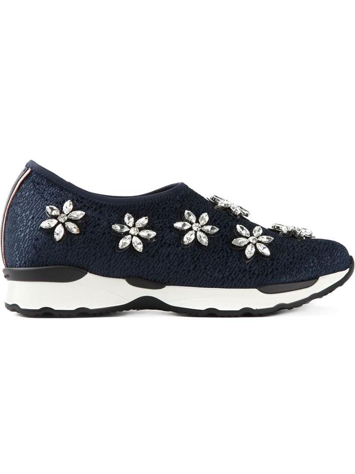 Philippe Model Crystal-embellished Slip On Sneakers