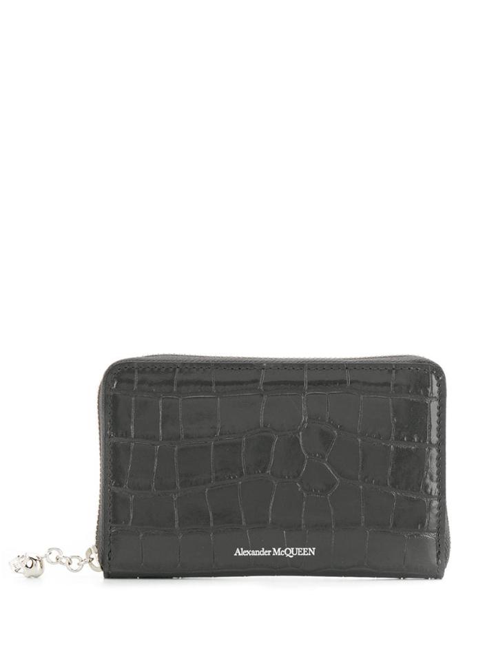 Alexander Mcqueen Croc-effect Wallet - Grey