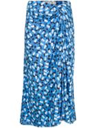 Marni Draped Floral Midi Skirt - Blue