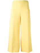 Msgm Wide-legged Cropped Trousers, Women's, Size: 38, Yellow/orange, Polyester/wool